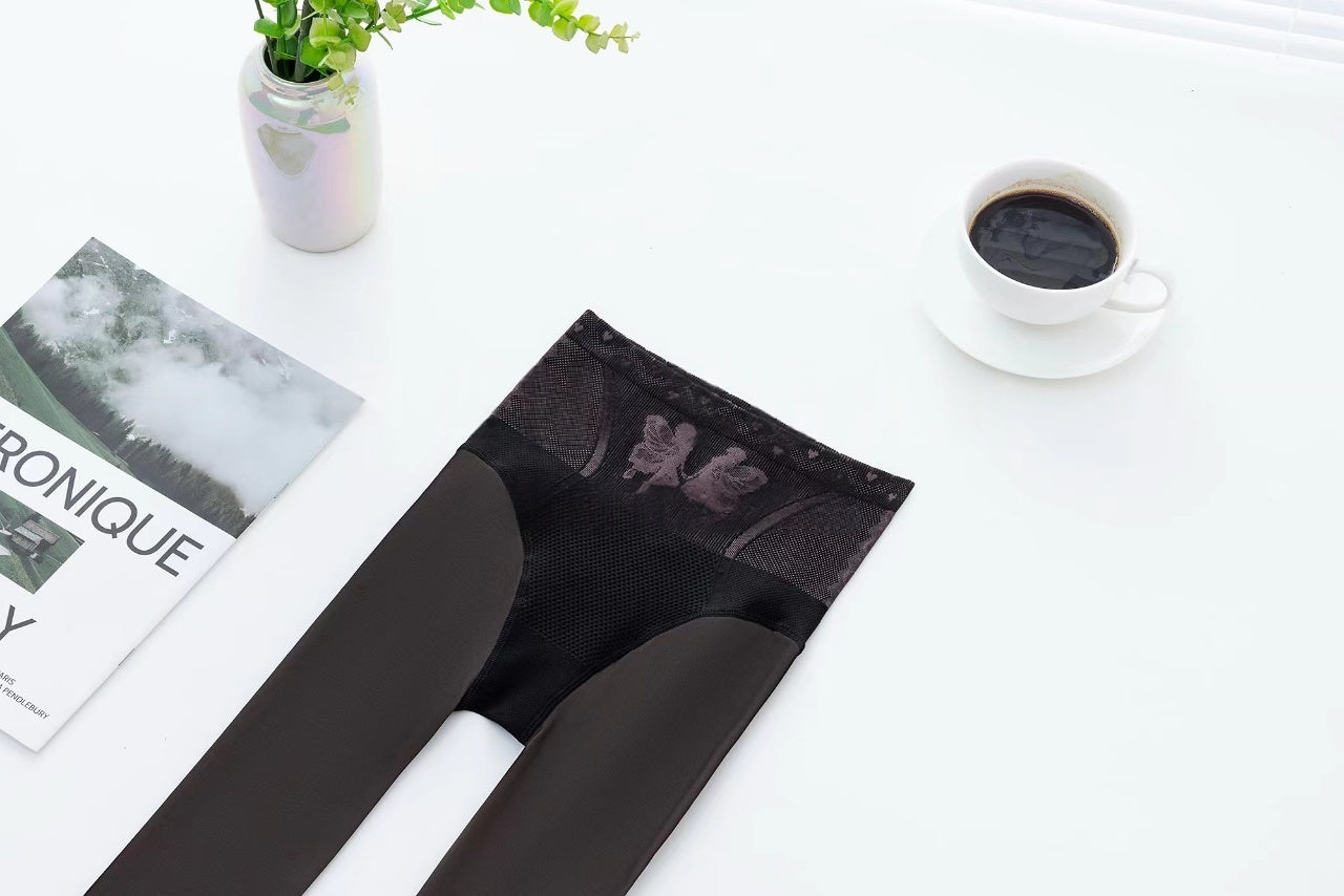 Rich Sister 1.0 | Black Gold Sculpting Sheer Tights – Plus Size