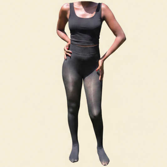 Fleece Opaque Tights – Midnight Black & Espresso