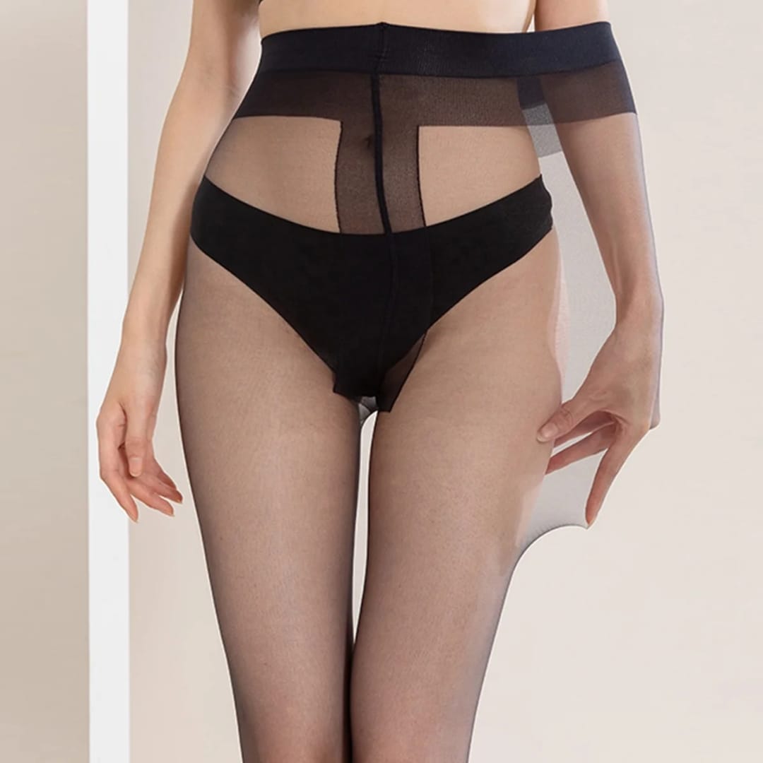 8D Aura Invisible T-Crotch Ultra Sheer Tights - Black