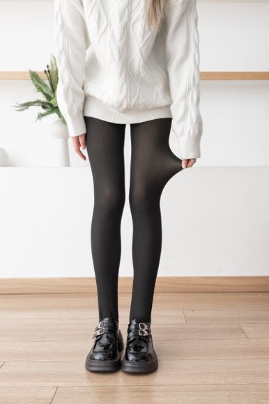 MIDNIGHT BLACK — OPAQUE TIGHTS WITH THERMAL VELVET INTERIOR