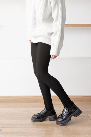 MIDNIGHT BLACK — OPAQUE TIGHTS WITH THERMAL VELVET INTERIOR